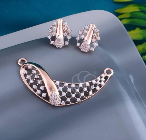 18K Rose Gold Pendant Mangalsutra Set with Earrings