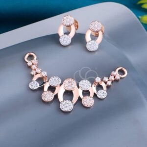 Traditional 18K Rose Gold Mangalsutra with Earrings