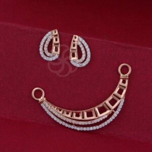 Wedding Bliss – 18K Rose Gold Mangalsutra and Earring Set