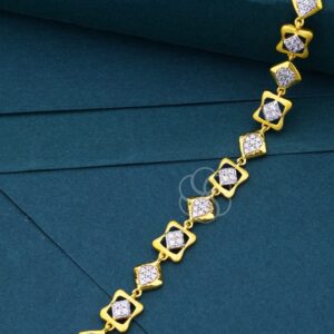 Designer 18K Gold Bracelet with Crystal Charm For Women's