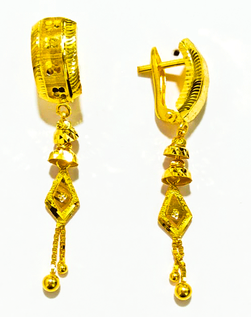 Traditional 22K Gold Bali Earrings For Women's