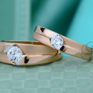 18 Karat Rose Gold Couple Ring Set