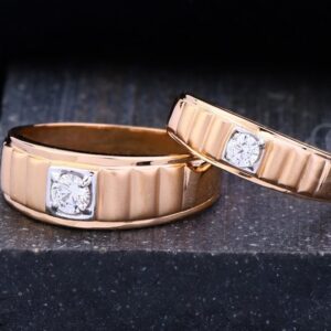 Premium Design 18K Rose Gold Couple Rings Set