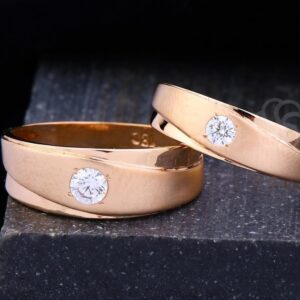 Minimalist 18K Rose Gold Couple Rings Set