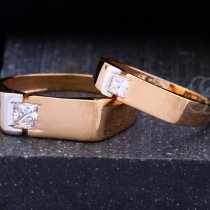 Elegant Look 18K Rose Gold Couple Rings Set