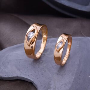 Modern 18K Rose Gold Couple Rings Set