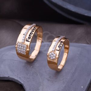Elegant Look 18K Rose Gold Couple Rings Set