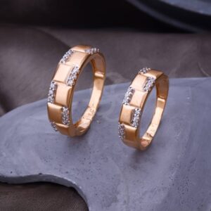 Elegant Look 18K Rose Gold Couple Rings Set