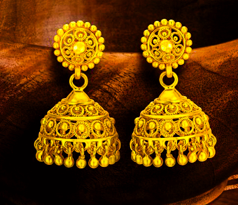High-Quality 22K Gold Jhumki For Women's