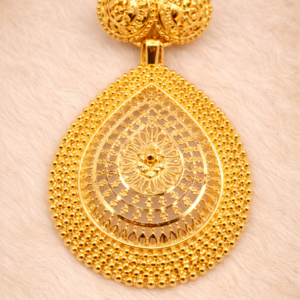 Traditional Teardrop Floral Gold Pendant Set – 11 Gram