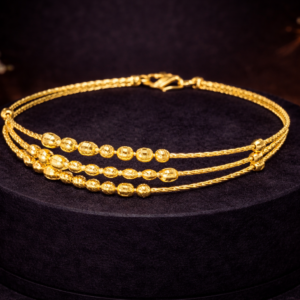 Triple Strand Gold Beaded Bangle