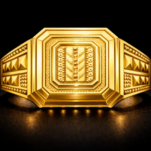 Square Layer Pattern Gold Ring for Men