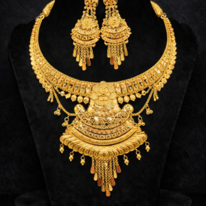 Royal Floral Bridal Gold Necklace Set