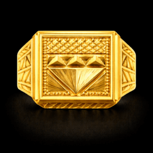 Square Pyramid Design Gold Ring for Men