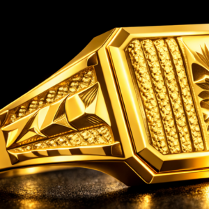 Designer Dual Pattern Square Gold Ring for Men