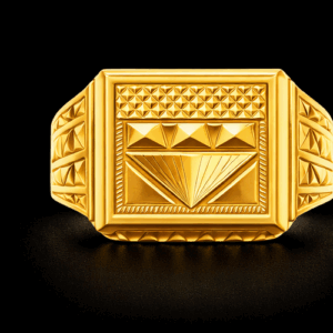 Square Pyramid Pattern Gold Ring for Men