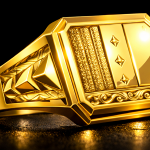 Luxury Panel Design Square Gold Ring for Men