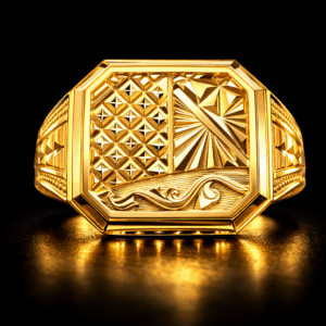 Square Designer Gold Ring for Men