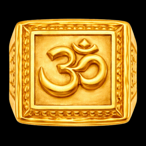 22K Gold Om Symbol Square Signet Ring for Men – Religious Gold Ring