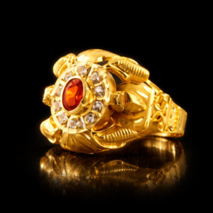Majestic Ruby Halo Gold Ring