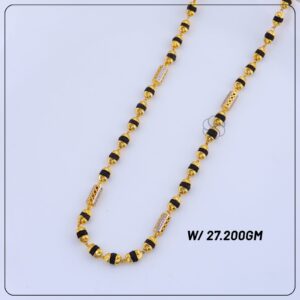 Gold Chain with Rudraksha Beads & CZ Accent Bars