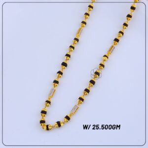 Gold Chain with Rudraksha Beads & CZ Detailing