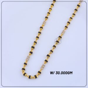 Heavy Gold Chain with Rudraksha Beads & Multi-CZ Cylindrical Accents
