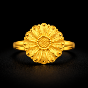 Sunflower Inspired Gold Ring with Detailed Petal Design