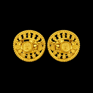 Traditional Gold Plated Round Antique Design Stud Earrings