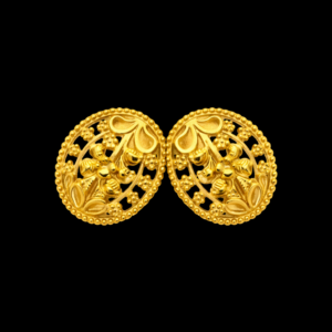 Traditional Gold Plated Round Floral Filigree Stud Earrings