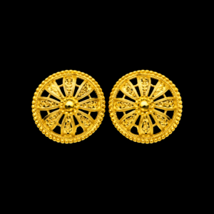 Traditional Gold Plated Round Sunburst Design Stud Earrings