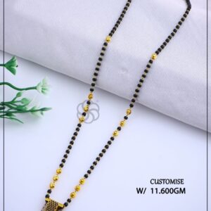 Minimal Black Bead Mangalsutra with Geometric CZ Pendant