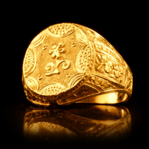 Gold Signet Ring with Filigree Detailing