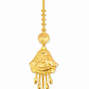 Traditional Fan Motif Gold Mang Tika with Danglers