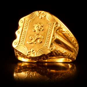 Scalloped Shield Gold Signet Ring