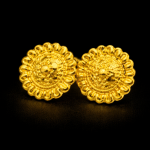Traditional Gold Plated Sunflower Style Stud Earrings