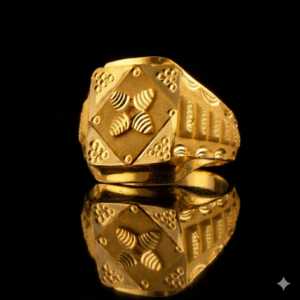 Geometric Quadrant Gold Signet Ring